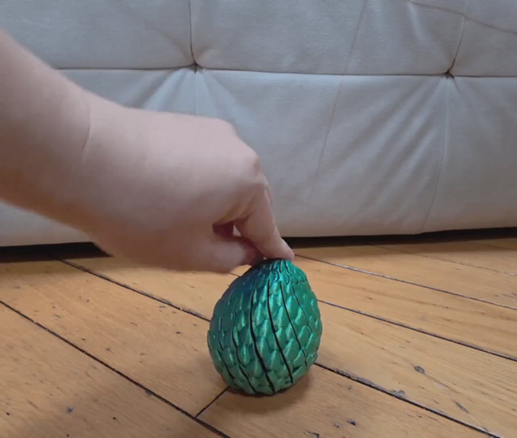 3D Printed Twisty Dragon Egg Fidget Toy | Spiral Texture Stress Relief Desk Toy